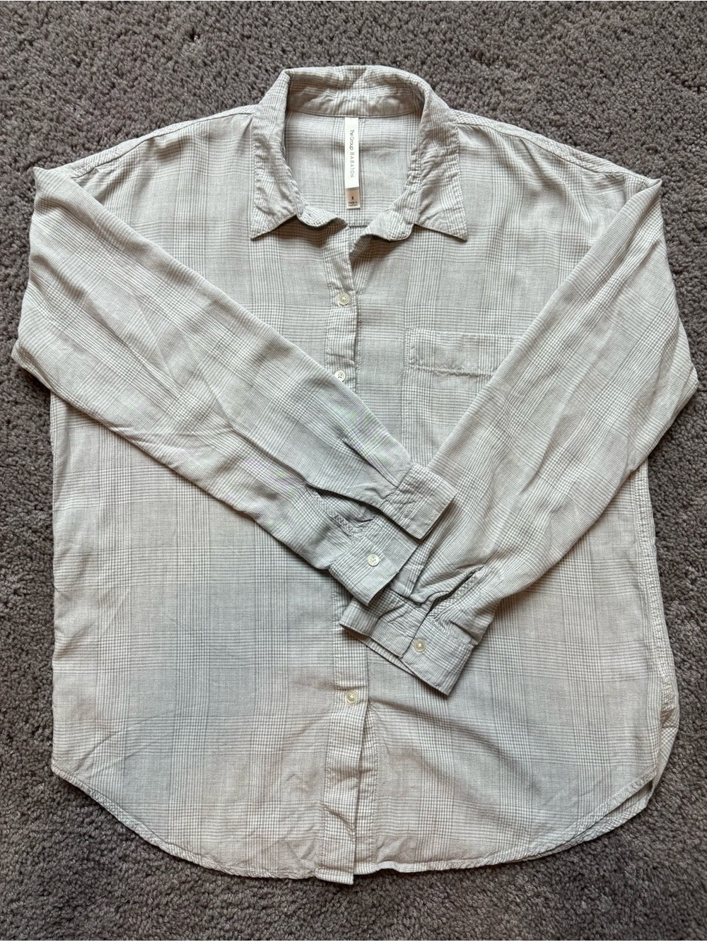 The Group Babaton Light Gray Plaid Long-Sleeve Button-Down Shirt. Size S.